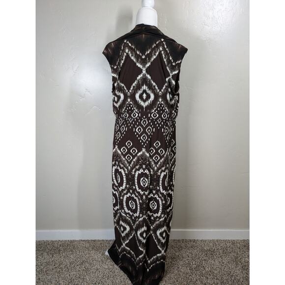 NEW Chico’s Dress Size 2 (US 12) Medallion Haze Morgan Maxi Stretchy Dress Brown - Picture 5 of 10